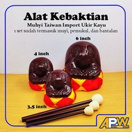 Wooden Mukyi Imported Taiwanese Muyi/ with Carved Wood - 3.5 inch