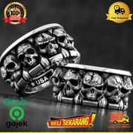 Men's silver titanium ring with skull face GothicRing, titanium ring/ men's ring/ silver ring/ skull