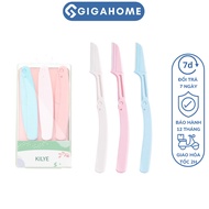 Combo 3 Dao Cạo, Tỉa Lông Mày, Tóc Mái An Toàn Cho Da Có Thể Gập Lại GIGAHOME CI-005