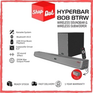 Hyperbar 808 BTRW 350W Karaoke Bluetooth TV Soundbar 8" Wireless SubWoofer Audio Speaker
