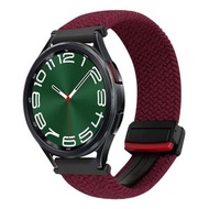 全城熱賣 - 適用於三星 Galaxy Watch 6 Classic 20mm 磁吸扣編織錶帶（黑砂紅）