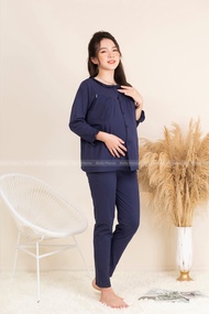 Bộ Bầu Mặc Nhà Chất Liệu 100% Cotton Mềm Mại Mở Cúc Đồ Bầu Sau Sinh Có Khóa Mở Cho Bú Và Chun Chỉnh 