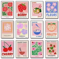 Abstract flower market Seoul cherry blossoms pastel blue poster print wall art picture canvas painti