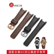 Suitable for GUCCI Strap GC Notch Genuine Leather Strap GUCCI GUCCI Watch Accessories Black Men Wome