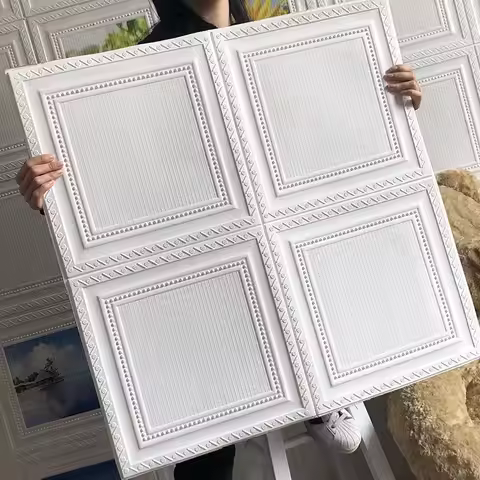 1-10pcs 70x70cm Foam 3D Waterproof Anti-collision Wallpaper Ceiling Background Room Decor Decoration
