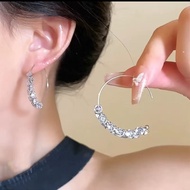 Silver Crystal Circle Earrings Cool Unique Unique Unique Round Earrings