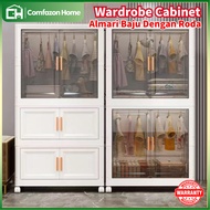 HomeGo Portable Almari Baju Plastic Wardrobe Drawers Almari Plastik Clothes Cabinet Pulley 折叠衣柜衣橱