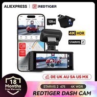 REDTIGER F7N ELITE STARVIS 2 Sensor 4K HDR Dash Cam Depan dan Belakang 5.8GHz WiFi APP kamera kereta