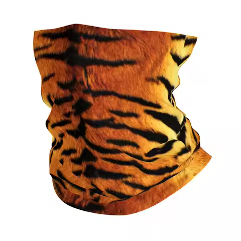 Realistic Tiger Skin Bandana Neck Cover Animalprint Skin Animal Balaclavas Magic Scarf Multifunction