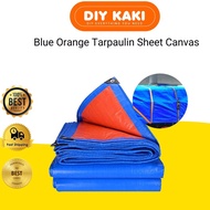 6FT - 15FT Biru Oren Kanvas Tarpaulin / Kanvas Biru Oren Kanopi Khemah / Blue Orange Tarpaulin Sheet Canvas /