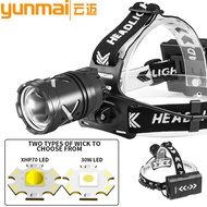 XHP 70 LED Strong Light Headlight 30W LED Long-Range Charging Highlight Zoom Adjustable Headlight TA
