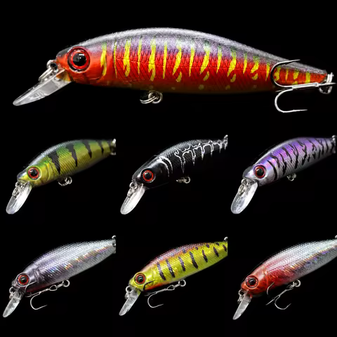 Wlure Minnow Fishing Lure Jerkbait 9g 8cm 0.5 Meter Depth 2 Black Nickle #8 Hooks 3D Hard Eyes M606