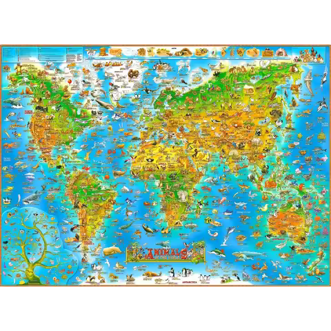 500/1000/1200/2000PCS Jigsaw Puzzles for Adults Animals of The World Puzzles Animals Map Puzzle Eart