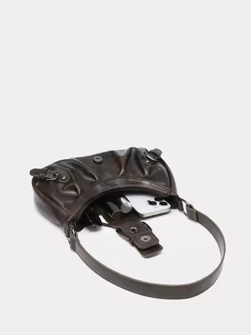 Maillard Style Retro Style Small Bag Spicy Girl Y2k Wasteland Style Vintage Leather Shoulder Armpit 
