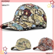 HUISHU Cute Bear Baseball Cap, Little Bear Print Cartoon Unisex-Teens Caps, Fashion Cotton Bear Prin