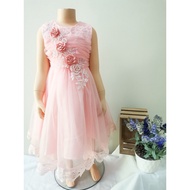 Kids Girl Flower Lace Princess Tulle Dress Gaun Kembang Budak