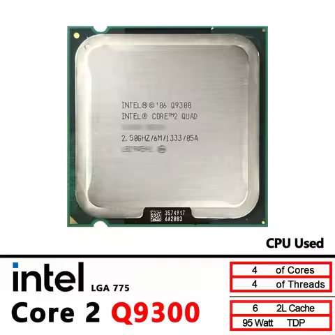 Intel Core 2 Quad Q9300 Used Q9300 2.5 GHz Quad-Core CPU 6M 95W LGA 775
