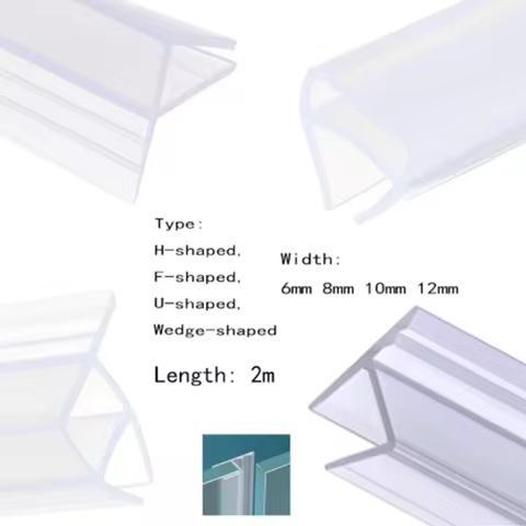 2M 5M h/F/U type Shower Door Seal Strip Bath Screen Gaps Seal Waterproof Glass Door Seals For Home I