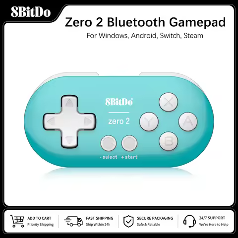 8BitDo Zero 2 Bluetooth Gamepad Mini Controller Compatible for Nintendo Switch Windows Android MacOS