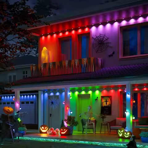 Eaves Lights Colorful Eaves Indoor Lights 33 Feet 25 LED Outdoor Color Light Control Within Suitable