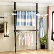 Floor-Standing Household Indoor Punch-Free Single Pole Telescopic Rod Balcony Bedroom Drying Clothes Racks/vertical dry clothes pole / Drying Hanger / drying rack / Floor to Ceiling Hanging Pole