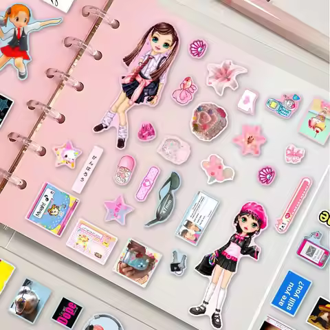 8 sheet Kawaii Korean Retro Y2K Gen Z Low Pixel Style Die-cut Sticker DIY Phone Case Scrapbooking Co