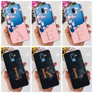 Samsung Galaxy J8 2018 On8 SM-J810F J810G J810Y Case Beautiful Flower Fog Pattern Initial Letter Soft Silicone TPU Phone Casing