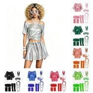 Bless U Lumiere Costume for Women 80s Fashion Neon Eighties Decade Cosplay for Adults Neon Colorful 