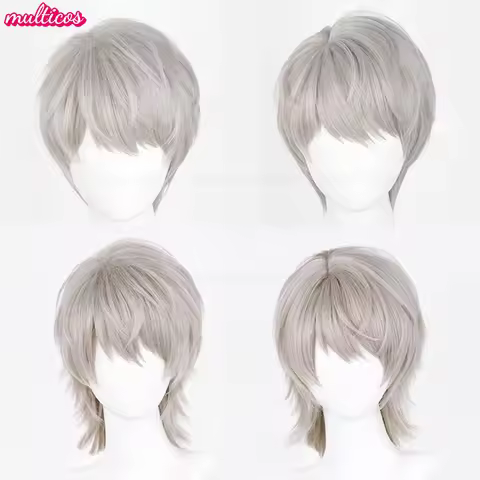 Xavier Cosplay Wig Love And Deepspace Short Linen Gray Heat Resistant Synthetic Hair Halloween Party