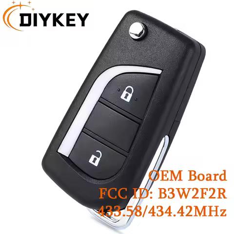 DIYKEY OEM Board B3W2F2R Flip Remote Key Fob For Toyota Aygo Avensis Yaris 2019+ 8A Chip 433.58/434.