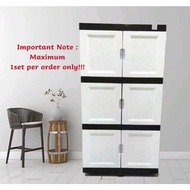 Twins Dolphin 3 Tier Plastic Storage Cabinet / Plastic Drawer / Plastik Kabinet / White Cabinet / Wh