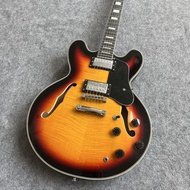 Gibson ES-335 Sunbusrt กีต้าร์ไฟฟ้ากีตาร์มืออาชีพบอดี้กึ่งกลวงโบราณ