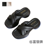 Fufa Shoes [Fufa Brand] Broadband Cross Wedge Heel Slippers Brand Sandals Women Thick @-