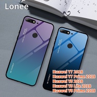 Phone Case For Huawei Y7 2018 Huawei Y7 Prime 2018 Y6 Prime 2018 Huawei Y5 2018 Huawei Y5 Lite 2018 Luxury Colorful Bumper Gradient Tempered Glass Cover Hard Back Protective Case