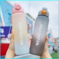 1L Portable Water Bottle with Tea Separator Frosted Rainbow Gradient Plastic Big-capacity Scale Leakproof Travel Kettle BPA Free