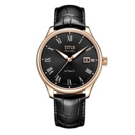 Solvil et Titus Sonvilier Men's Swiss Automatic Watch in Black Dial and Black Leather Strap W06-0304