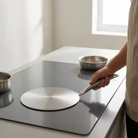Induction Adapter Plate with Detachable Handle Stainless Steel Induction Plate Adapter Even Heating 