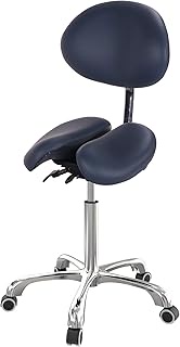 Master Massage Berkeley Split Seat Saddle Stool with Backrest with Two Tilting options, Royal Blue