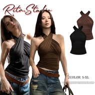 Rita Women's Tank Top Halter Neck Off-Shoulder Can Be Worn In Many Ways Hot Girl Style Slim Waist St