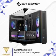 GAMDIAS ATLAS M3M Free 3x ARGB Fan M-ATX CPU Gaming PC Case | Micro ATX Computer Case