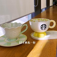 Korea Korea Starbucks Cup 2022 Yellow Green Cup Plate Mug Drinking Cup 355ml
