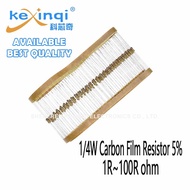 (100pcs) 1/4W Carbon Film Resistor 1R~100R 5% 10R 20R 47R 100R 120R 220R 470R 330R 680R Ohm Resistan