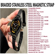Braided Stainless Steel Magnetic Strap - Garmin Venu SQ 2 Plus Vivoactive 6 5 Forerunner 645 570 170