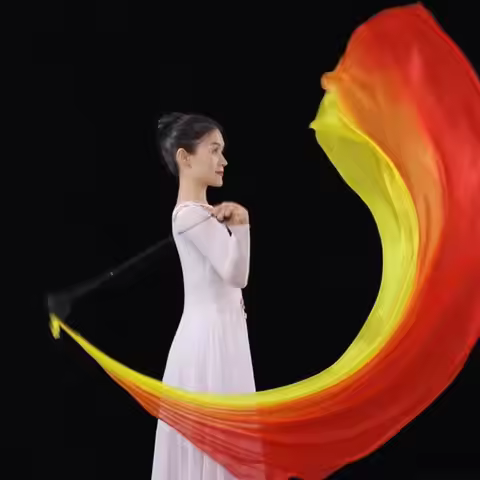 31BF 1Pc Silk Veil with Poi Ball Belly Dance Poi Throw Ball in Haka Dance and Polynesian Dances
