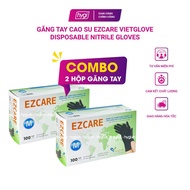 Combo 2 boxes Ezcare Vietglove Disposable Nitrile Gloves 4.0gr, black