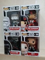 全新 星球大戰  白兵、黑武士 Funko Pop  Star Wars no.58,60,62,68.  Rey, Kylo Ren, Poe Dameron, Frist order Flame 