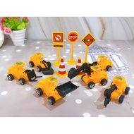 Loader Excavator Model Backhoe Traffic Sign Toys Cake Decoration Equipment
