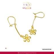 WELL CHIP Flower Shaped Gold Earring- 916 Gold/Anting-anting Emas - 916 Emas