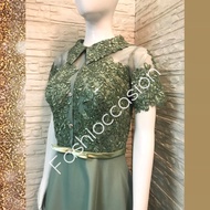 Sage Green Long Gown Chiffon with Collar Design (Mother of Bride - Groom/Principal Sponsor)