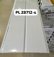 Plafon PVC Putih Polos Garis Silver
